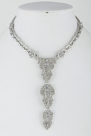 Shiny Chain Drop Rhinestone Necklace 6HCD4